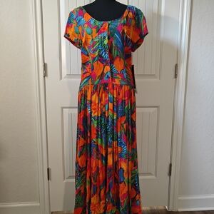 NWT Carole Little Tropical Floral Maxi Dress Size 10 New With Tag
